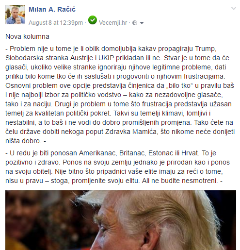 screenshot of FB chatter